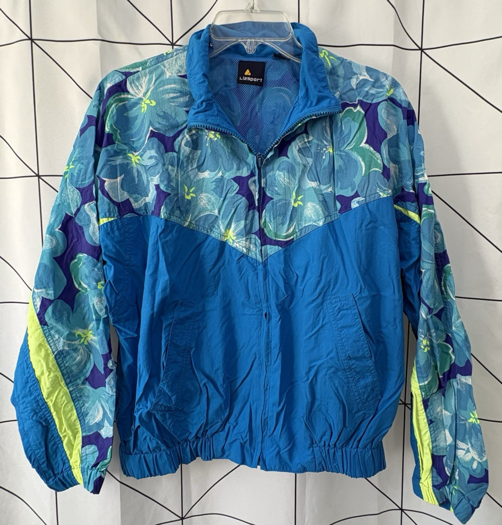 Vintage Liz Claiborne Sport 80s Women's Small Geometric Windbreaker Jacket